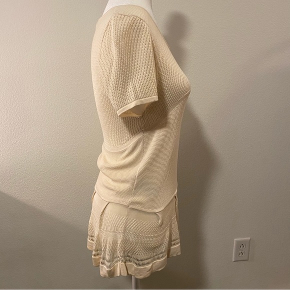 BCBGMAXAZRIA Emily Peplum Ivory Cream Short-Sleeve Blouse - Picture 12 of 15